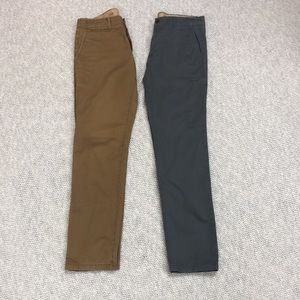 Gap (2 pairs) Lived In Slim Khakis, Size: 32x34, Grey and Tan